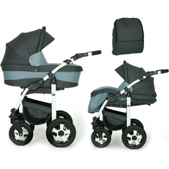 Коляска детская VERDI Babies Arcoo 2в1 цвет 3 (черный с голубым) черная рама Коляска детская VERDI Babies Arcoo 2в1 цвет 3 (черный с голубым) черная рама