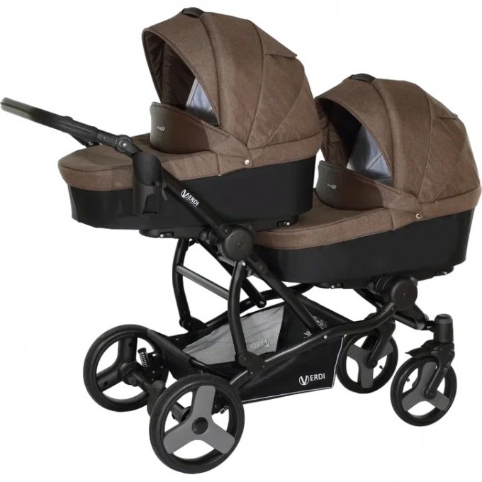 Коляска VERDI For 2 2 в 1, бежевый верх, черный низ и коричневая вставка 2790000071527