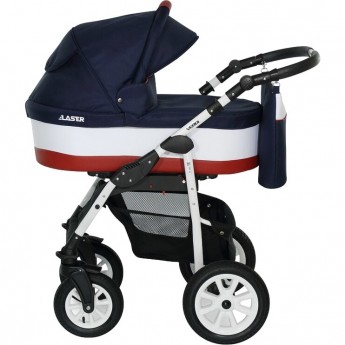 Коляска VERDI Laser 3 в 1, темно-синий с белым и красной полосой Коляска VERDI Laser 3 в 1, темно-синий с белым и красной полосой