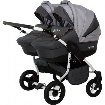 Коляска VERDI Twin 2 в 1, серая с светло серым