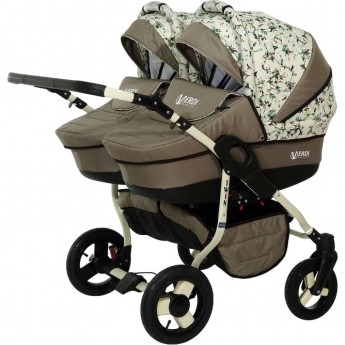 Коляска VERDI Twin 2 в 1, светло коричневый с светлой абстракцией